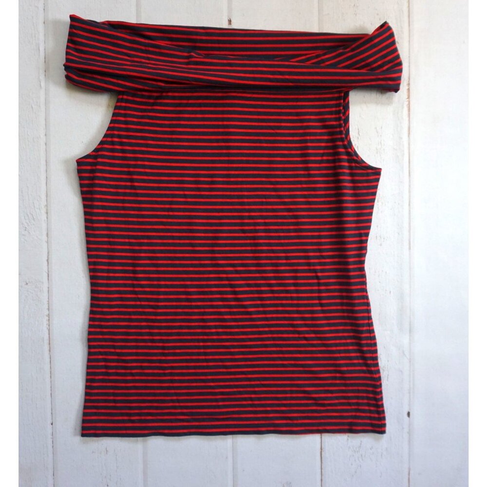 Lauren Ralph Lauren Women Navy/Red Striped Blouse Top – Size M